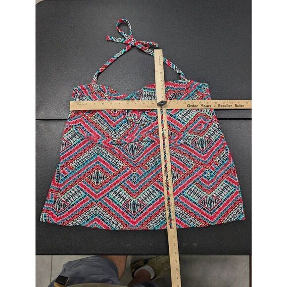 Catalina Wide Strap Swimwear Swim Tankini Turquoise Blue Paisley Top 3X - Picture 5 of 5